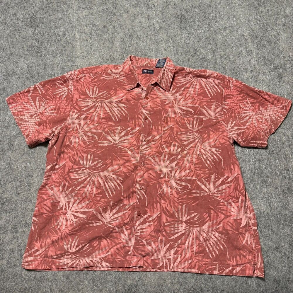 Vintage Y2K Faded Glory Mens Shirt Size 3XL Red Hawaiian Floral Big & Tall